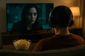 Apple TV rise shown through viewers comparing streaming choices on a living room screen