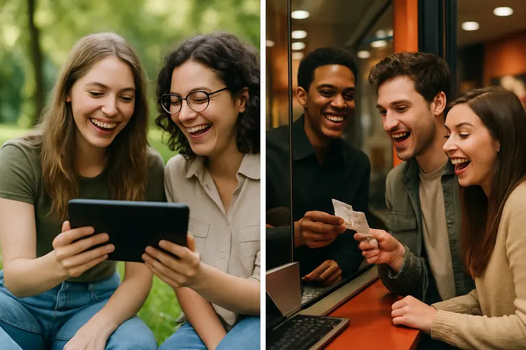 Viewer comparing streaming options and cinema times on multiple devices
