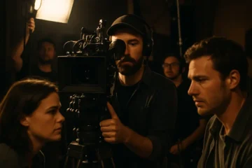 Screen Production Index analysis with film cameras on a studio floor