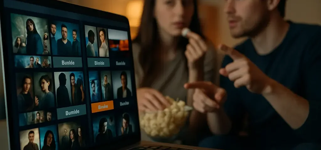 Streaming bundles shown through a living room screen with multiple entertainment apps