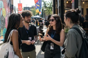 Bushwick Film Festival audience entering a Brooklyn screening venue