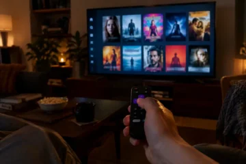 Roku Subscription Bundles displayed on a living room television interface