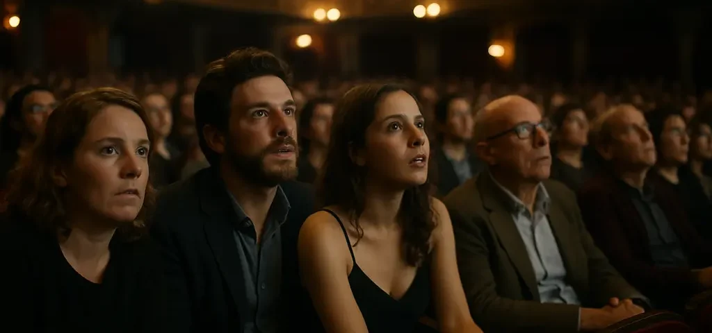 Venice Audience Reactions at a festival screening with viewers applauding in a theater